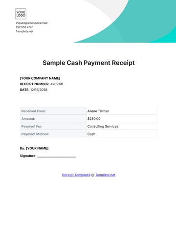 Free Sample Cash Payment Receipt Template to Edit Online