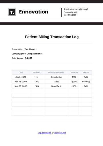 Free Patient Billing Transaction Log Template to Edit Online