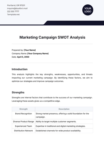 Free Marketing Campaign SWOT Analysis Template to Edit Online