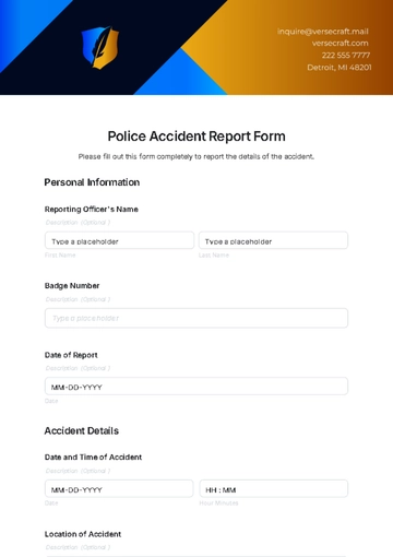 Free Police Accident Report Form Template to Edit Online
