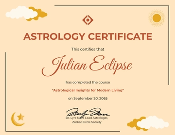 Free Astrology Certificate Customizable Template to Edit Online
