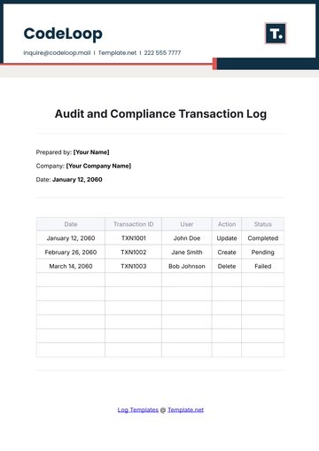 Free Audit and Compliance Transaction Log Template to Edit Online
