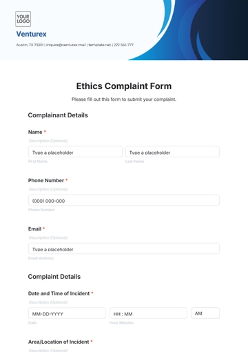 Free Ethics Complaint Form Template to Edit Online