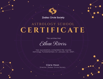 Free Astrology School Certificate Template to Edit Online
