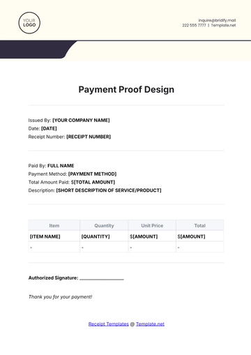 Free Payment Proof Design Template to Edit Online