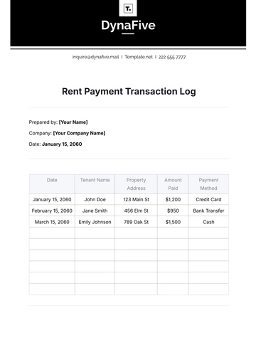 Free Rent Payment Transaction Log Template to Edit Online