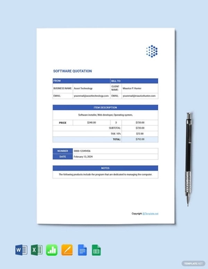 Sample Software Quotation Template Sample Software Quotation Template