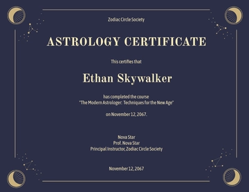 Free Modern Astrology Certificate Template to Edit Online