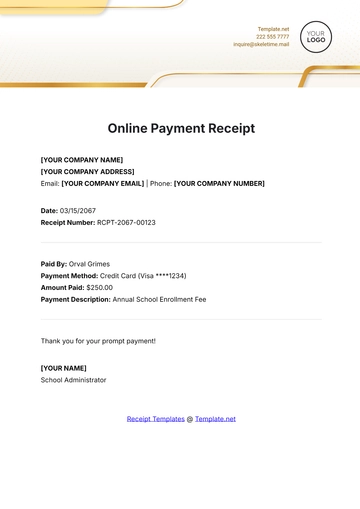 Free Online Payment Receipt Template to Edit Online