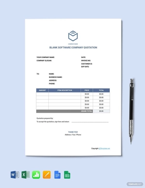 Blank Software Company Quotation Template