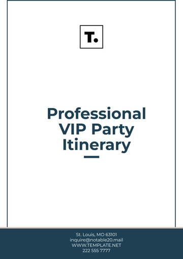 Free Professional VIP Party Itinerary Template to Edit Online