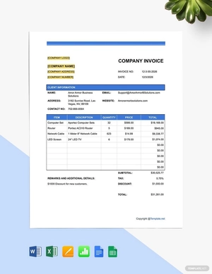 Sample IT Company Invoice Template