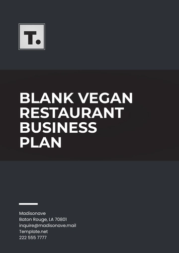 Free Blank Vegan Restaurant Business Plan Template to Edit Online