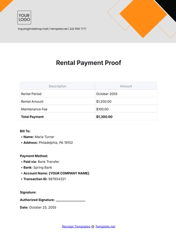 Free Rental Payment Proof Template to Edit Online