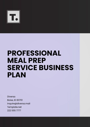 Free Professional Meal Prep Service Business Plan Template to Edit Online