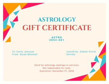 Free Colorful Astrology Gift Certificate Template to Edit Online