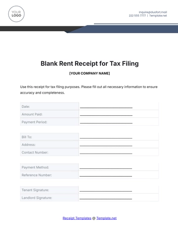Free Blank Rent Receipt for Tax Filing Template to Edit Online
