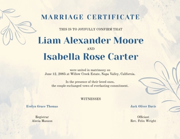 Free Aesthetic Marriage Certificate Template to Edit Online
