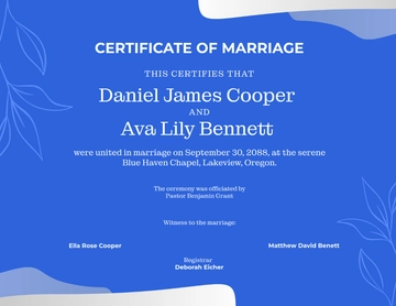 Free Blue Marriage Certificate Template to Edit Online