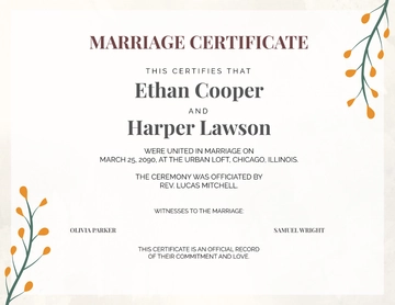 Free Modern Marriage Certificate Template to Edit Online