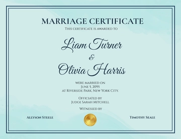 Free Mint-Colored Marriage Certificate Template to Edit Online