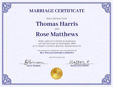 Free Traditional Marriage Certificate Template to Edit Online