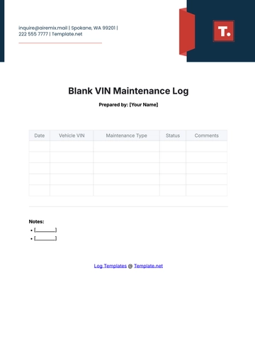 Free Blank VIN Maintenance Log Template to Edit Online