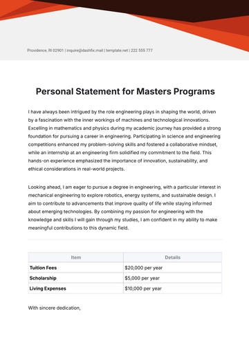 Free Personal Statement for Masters Programs Template to Edit Online