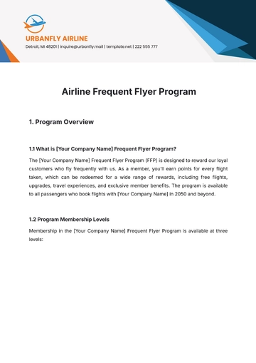 Free Airline Frequent Flyer Program Template to Edit Online