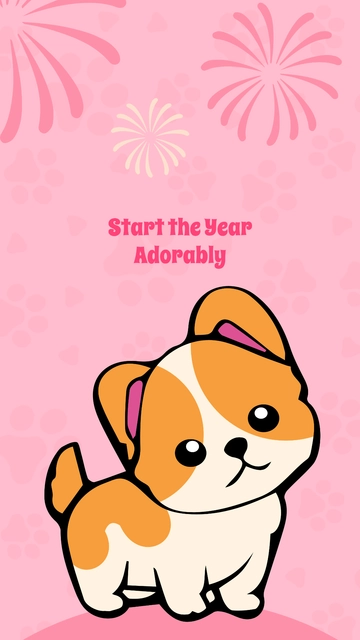 Free Cute New Year Wallpaper Template to Edit Online