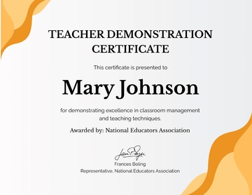 Free Teacher Demonstration Certificate Template to Edit Online