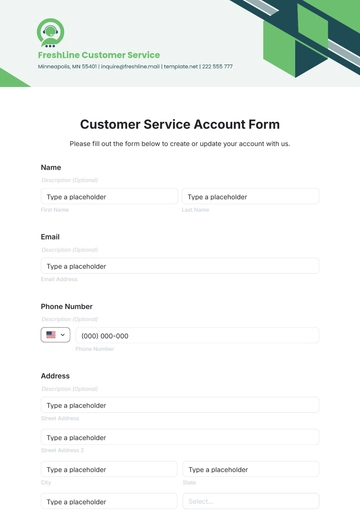 Free Customer Service Account Form Template to Edit Online