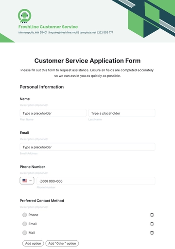 Free Customer Service Application Form Template to Edit Online
