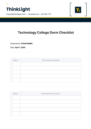 Free Technology College Dorm Checklist Format Template to Edit Online