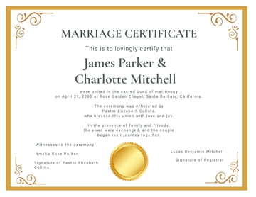 Free Vow Renewal Marriage Certificate Template to Edit Online