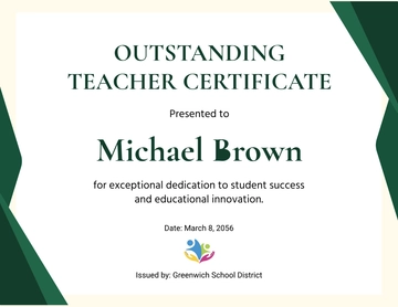Free Outstanding Teacher Certificate Template to Edit Online