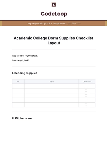 Free Academic College Dorm Supplies Checklist Layout Template to Edit Online