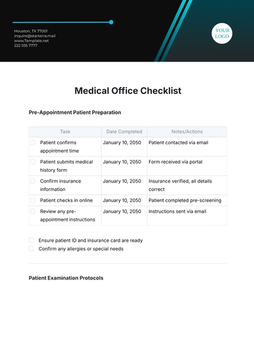 Free Medical Office Checklist Template to Edit Online