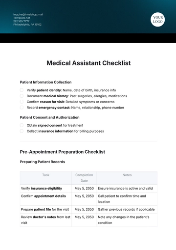 Free Medical Assistant Checklist Template to Edit Online