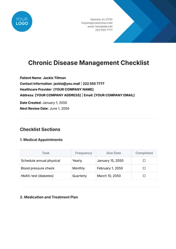 Free Chronic Disease Management Checklist Template to Edit Online