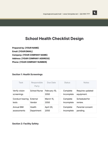 Free School Health Checklist Design Template to Edit Online