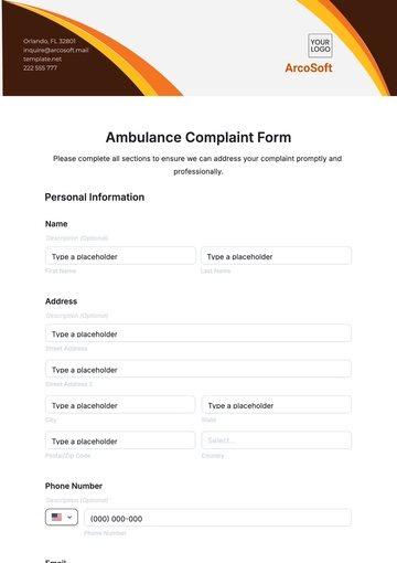 Free Ambulance Complaint Form Template to Edit Online