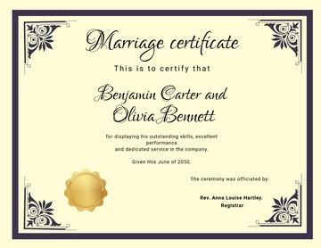 Free Calligraphy Marriage Certificate Template to Edit Online