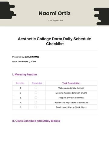 Free Aesthetic College Dorm Daily Schedule Checklist Template to Edit Online