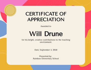 Free Colorful School Teacher Certificate Template to Edit Online