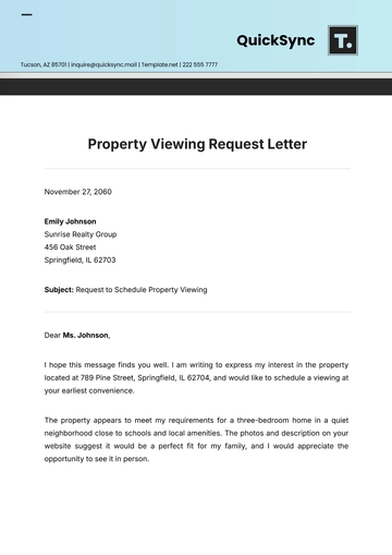 Free Property Viewing Request Letter Template to Edit Online
