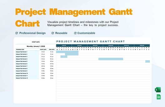 Project Management Gantt Chart Template