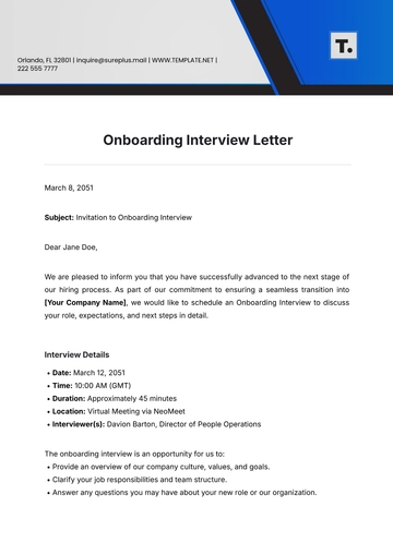 Free Onboarding Interview Letter Template to Edit Online
