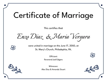 Free Hand-Drawn Marriage Certificate Template to Edit Online