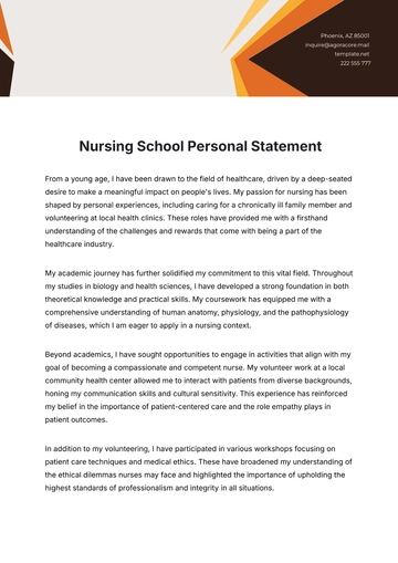 Free Nursing School Personal Statement Template to Edit Online